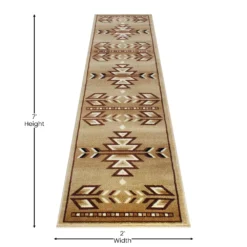 Emma And Oliver Reno 2x7 Olefin Accent Runner With Southwestern Geometric Arrow Design In Brown, Black, Beige & Ivory And Natural Jute Backing -Home furnishings 6169975 ALT3