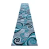 Emma And Oliver Helix 3x16 Scraped Look Ultra Soft Plush Pile Olefin Accent Rug In Turquoise, Gray, Black And White Swirl Pattern, Jute Backing -Home furnishings 6170022