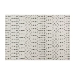 Emma And Oliver 5' X 7' Ivory And Gray Geometric Style Modern Bohemian Design Area Rug