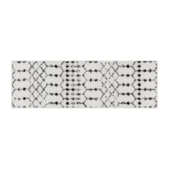 Emma And Oliver 2' X 6' Ivory And Black Geometric Style Modern Bohemian Design Area Rug