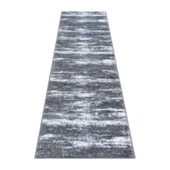 Emma And Oliver Tempest 2'x7' Scraped Look Accent Rug In Gray, Black & White With Natural Jute Backing For Hallway, Entryway & More