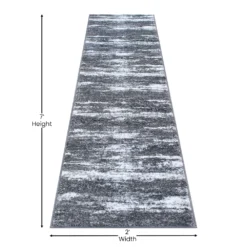 Emma And Oliver Tempest 2'x7' Scraped Look Accent Rug In Gray, Black & White With Natural Jute Backing For Hallway, Entryway & More -Home furnishings 6170076 ALT3