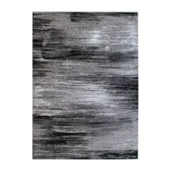 Emma And Oliver Oakland 6x9 Ultra Soft Shaded Look Olefin Accent Rug In Gray, Black & White With Natural Jute Backing