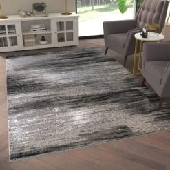 Emma And Oliver Oakland 6x9 Ultra Soft Shaded Look Olefin Accent Rug In Gray, Black & White With Natural Jute Backing -Home furnishings 6170082 ALT2