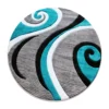 Emma And Oliver Modal 5x5 Round Accent Rug With Modern 3D Sculpted Swirl Pattern And Varied Texture Piling In Turquoise, Black, White & Gray 2 Emma And Oliver Modal 5x5 Round Accent Rug With Modern 3D Sculpted Swirl Pattern And Varied Texture Piling In Turquoise, Black, White & Gray -Home furnishings 6170114