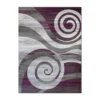 Emma And Oliver Aeris 4'x5' Contemporary Swirl Plush Pile Accent Rug With Scraped Effect In Purple, Gray, Black And White And Jute Backing