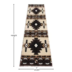Emma And Oliver Santa Fe 2x7 Berber Olefin Accent Rug With Complementary Southwestern Pattern In Beige, Black And Brown And Jute Backing -Home furnishings 6170280 ALT3