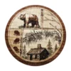 Emma And Oliver Wilderness Rustic 6x6 Round Beige Plush Olefin Accent Rug With Bear, Moose And Cabin Motif And Natural Jute Backing -Home furnishings 6170341