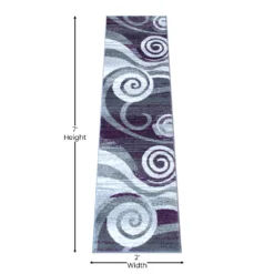 Emma And Oliver Aeris 2'x7' Contemporary Swirl Plush Pile Accent Rug With Scraped Effect In Purple, Gray, Black And White And Jute Backing 9 Emma And Oliver Aeris 2'x7' Contemporary Swirl Plush Pile Accent Rug With Scraped Effect In Purple, Gray, Black And White And Jute Backing -Home furnishings 6170365 ALT3