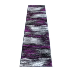 Emma And Oliver Oakland 2x7 Ultra Soft Shaded Look Olefin Accent Runner In Gray, Black & Purple With Natural Jute Backing