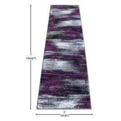 Emma And Oliver Oakland 2x7 Ultra Soft Shaded Look Olefin Accent Runner In Gray, Black & Purple With Natural Jute Backing -Home furnishings 6170384 ALT3