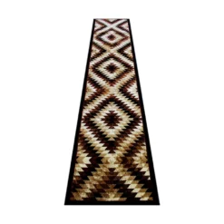 Emma And Oliver Tucson 2x11 Distressed Southwestern Diamond Motif Plush Pile Olefin Accent Rug In Brown, Beige, White And Black - Jute Backing