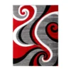 Emma And Oliver Modal 5x7 Accent Rug With Modern 3D Sculpted Swirl Pattern And Varied Texture Piling In Red, Black, White & Gray 2 Emma And Oliver Modal 5x7 Accent Rug With Modern 3D Sculpted Swirl Pattern And Varied Texture Piling In Red, Black, White & Gray -Home furnishings 6170391