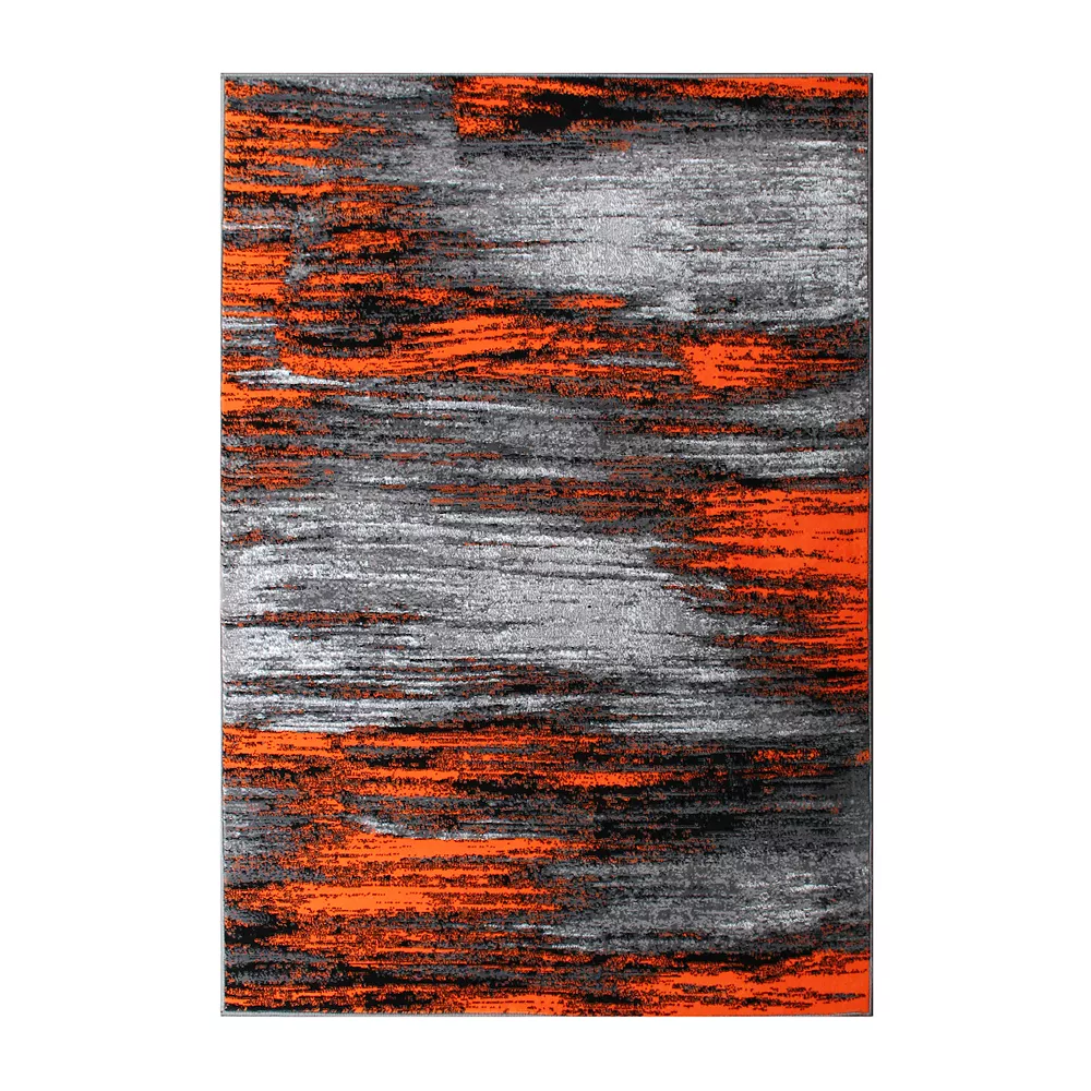Emma And Oliver Oakland 5x7 Ultra Soft Shaded Look Olefin Accent Rug In Gray, Black & Orange With Natural Jute Backing 3 Emma And Oliver Oakland 5x7 Ultra Soft Shaded Look Olefin Accent Rug In Gray, Black & Orange With Natural Jute Backing