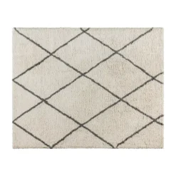 Emma And Oliver 8' X 10' Ivory And Black Diamond Trellis Modern Shag Area Rug