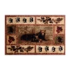 Emma And Oliver Juneau 8'x10' Accent Rug With Mother Brown Bear And 2 Cubs Nature Scene And Leaf And Bear Track Detailing For Home, Cabin Or RV