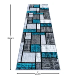 Emma And Oliver Livia 2'x7' Accent Rug With Geometric Mosaic Design In Turquoise, Gray, Black And White And Natural Jute Backing -Home furnishings 6170448 ALT3