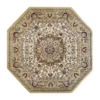 Emma And Oliver Zada Ultra Soft 5'x5' Octagon Olefin Accent Rug With Traditional Multicolor Medallion Design In Ivory With Natural Jute Backing