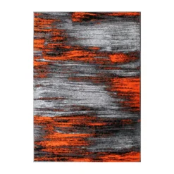 Emma And Oliver Oakland 8x10 Ultra Soft Shaded Look Olefin Accent Rug In Gray, Black & Orange With Natural Jute Backing