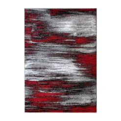 Emma And Oliver Oakland 5x7 Ultra Soft Shaded Look Olefin Accent Rug In Gray, Black & Red With Natural Jute Backing