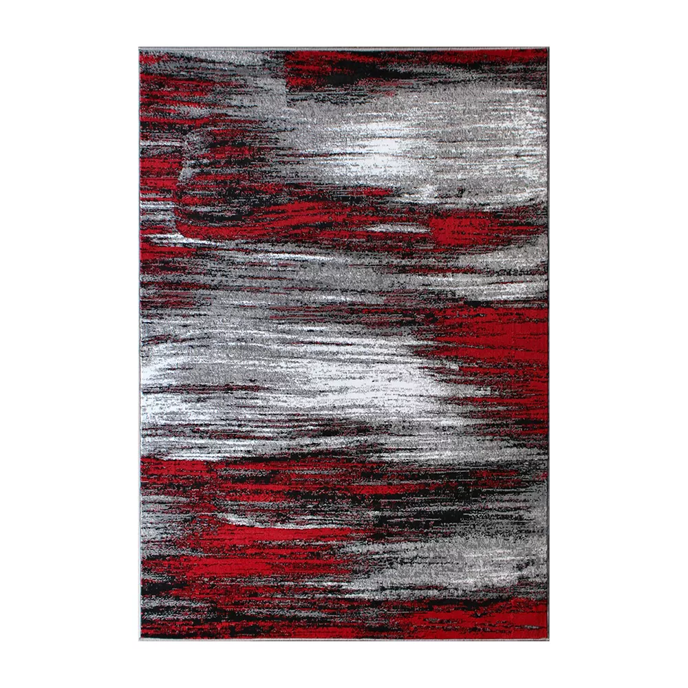 Emma And Oliver Oakland 5x7 Ultra Soft Shaded Look Olefin Accent Rug In Gray, Black & Red With Natural Jute Backing 3 Emma And Oliver Oakland 5x7 Ultra Soft Shaded Look Olefin Accent Rug In Gray, Black & Red With Natural Jute Backing