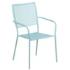 Emma And Oliver Commercial Grade Colorful Metal Patio Arm Chair With Square Back -Home furnishings 6291608 Sky Blue