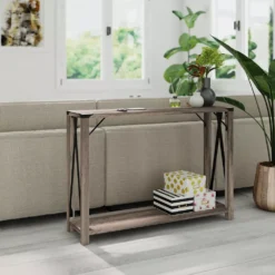 Emma And Oliver Marella Engineered Wood Modern Farmhouse Entryway Console Table With Metal Accents 8 Emma And Oliver Marella Engineered Wood Modern Farmhouse Entryway Console Table With Metal Accents -Home furnishings 6310908 ALT2